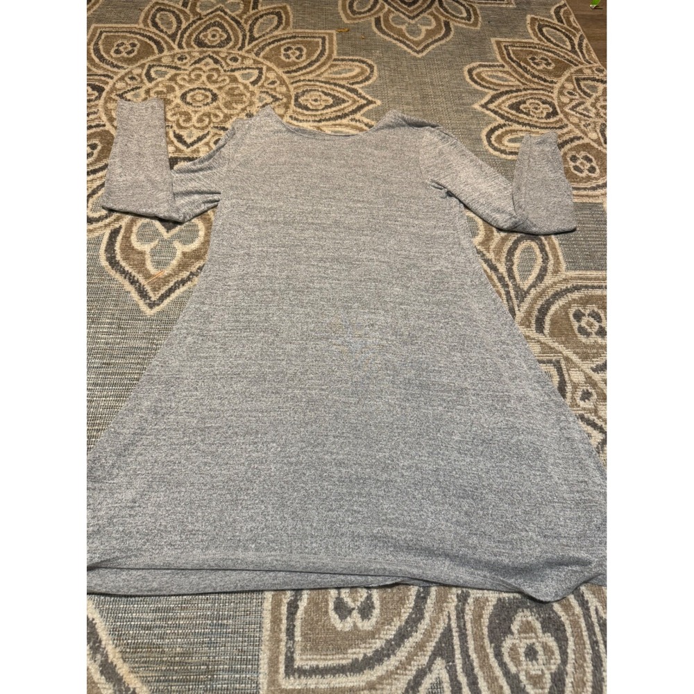 Gap Womens Large Gray Marled Knit Long Sleeve A-Line Mini Dress Heathered Soft